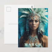 *~* MÄRZ AP53 AQUAMARINE Boho Headdress Postkarte (Vorne/Hinten)