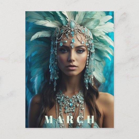 *~* MÄRZ AP53 AQUAMARINE Boho Headdress Postkarte (Vorderseite)
