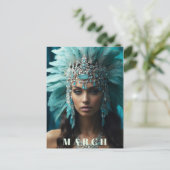 *~* MÄRZ AP53 Boho Headdress AQUAMARINE Postkarte (Stehend Vorderseite)