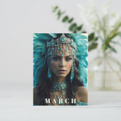 *~* MÄRZ AP53 Headdress AQUAMARINE Boho Postkarte (Stehend Vorderseite)