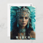 *~* MÄRZ AP53 Headdress AQUAMARINE Boho Postkarte (Vorne/Hinten)
