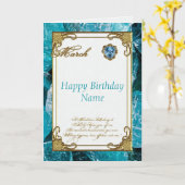 März Aquamarine Birthstone Geburtstagskarte Karte (Gelbe Blume)