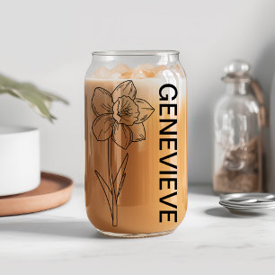 März Birth Blume affodil mit Individuelle Name Dosenglas