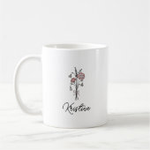 März Birth Blume & Eleganter Skriptname Kaffeetasse (Links)
