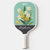 März Birth Blume Individuelle Name Pickleball Schläger (Rückseite)