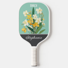 März Birth Blume Individuelle Name Pickleball Schläger