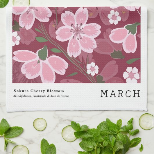 März Birth Blume Markt Rosa Sakura Kirschenblume P Geschirrtuch (Gefaltet)