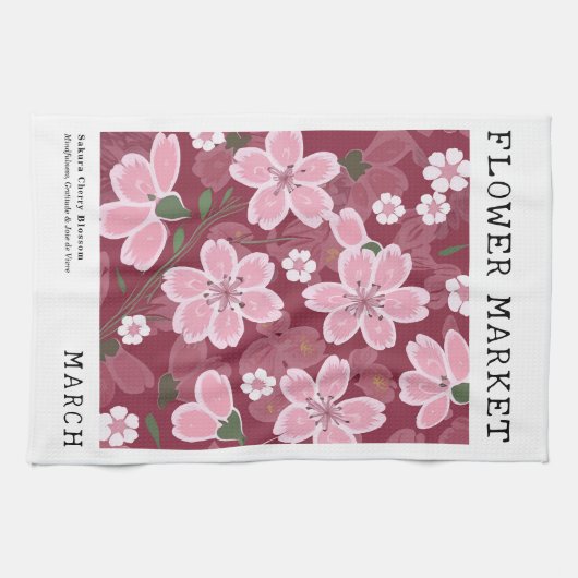 März Birth Blume Markt Rosa Sakura Kirschenblume P Geschirrtuch (Horizontal)
