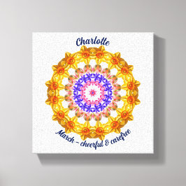 März Birth Blume Personalisiert Mandala Zen Art Leinwanddruck