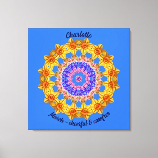 März Birth Blume Personalisiert Mandala Zen Art Leinwanddruck (Vorderseite)