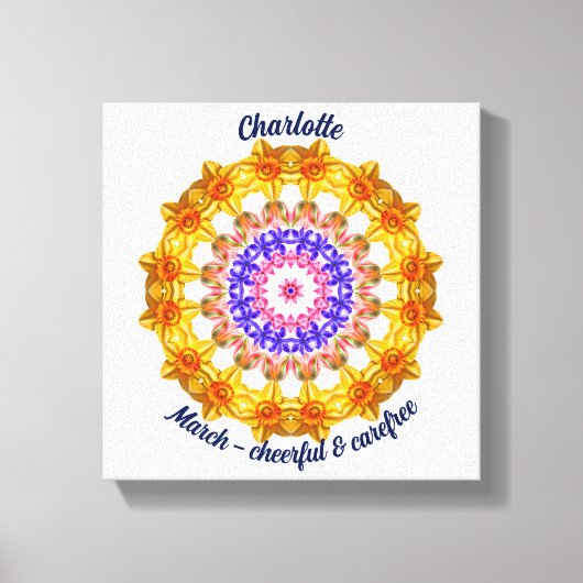 März Birth Blume Personalisiert Mandala Zen Art Leinwanddruck (Vorderseite)