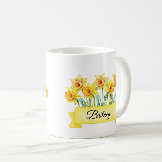 März Birth Blume Personalisierte affodische Tasse (VorderseiteRechts)