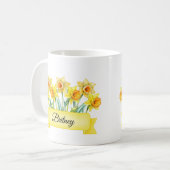 März Birth Blume Personalisierte affodische Tasse (Vorderseite Links)