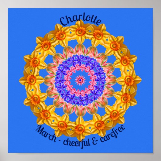 März Birth Blume Personalisiertes Zitat Kid Kinder Poster (Vorne)