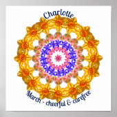 März Birth Blume Personalisiertes Zitat Kid Kinder Poster (Vorne)