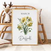 März Birth Month Daffodil Floral Poster