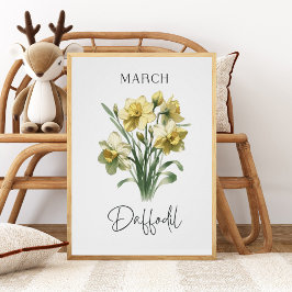 März Birth Month Daffodil Floral Poster