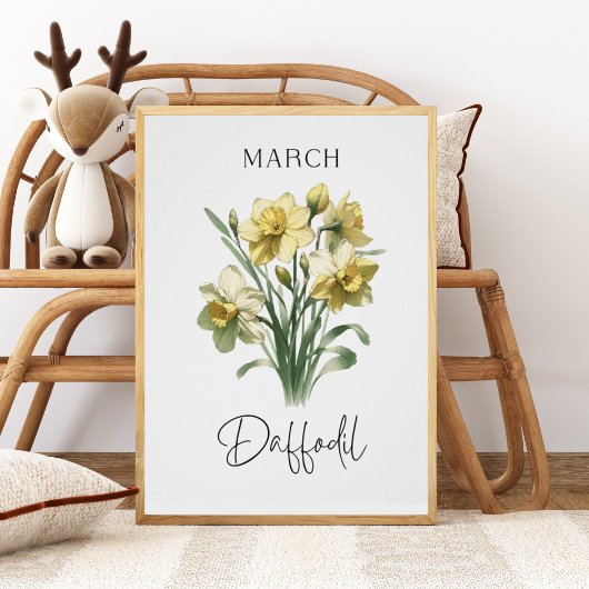 März Birth Month Daffodil Floral Poster