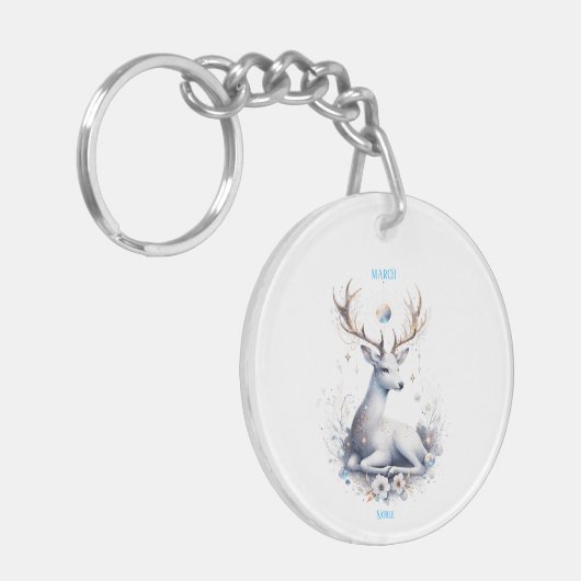 März Birth Month Spirit Animal Schlüsselanhänger (Vorderseite links)