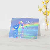 März Birthday Aquamarine Herz Karte (Gelbe Blume)