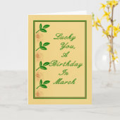 März Birthday Green & Gold Card Karte (Gelbe Blume)