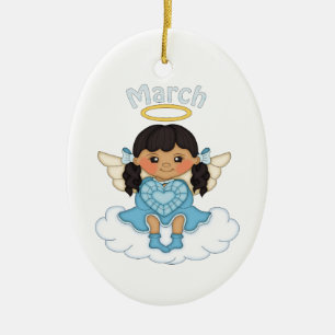März Birthstone Angel Black Keramik Ornament