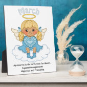 März Birthstone Angel Blonde Plaque Fotoplatte (Seite)