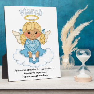 März Birthstone Angel Blonde Plaque Fotoplatte