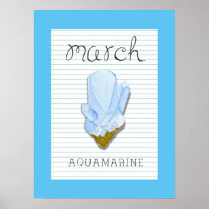 März Birthstone Aquamarine 18x24 Artwork Poster
