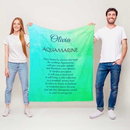 März Birthstone Aquamarine Design Fleecedecke (Beispiel)