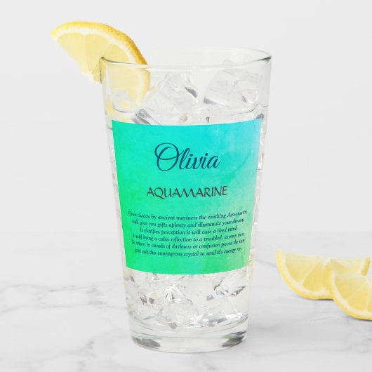 März Birthstone Aquamarine Design Glas (Vorderseite Ice)