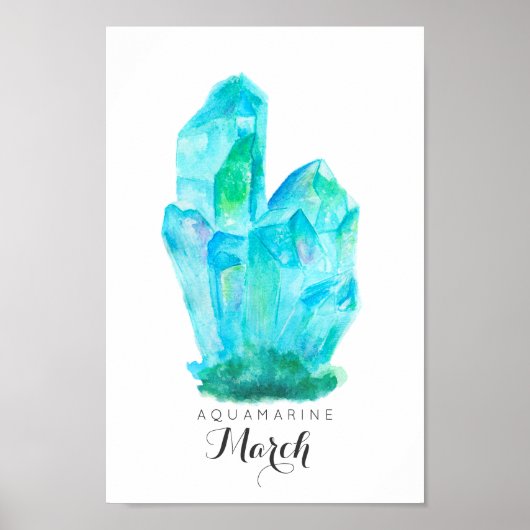 März Birthstone - Aquamarine Wasserfarbe | Poster (Vorne)