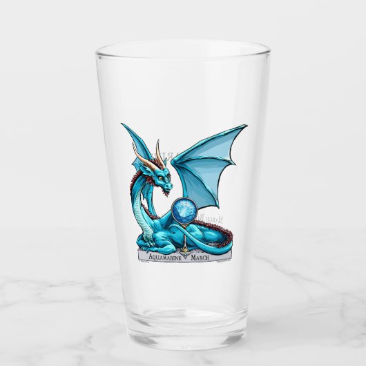 März Birthstone Drache: Aquamarine Glas (Vorderseite)