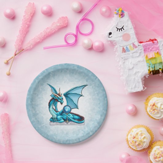 März Birthstone Drache: Aquamarine Pappteller (Party)