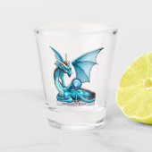 März Birthstone Drache: Aquamarine Schnapsglas (Vorderseite)