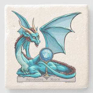 März Birthstone Drache: Aquamarine Steinuntersetzer