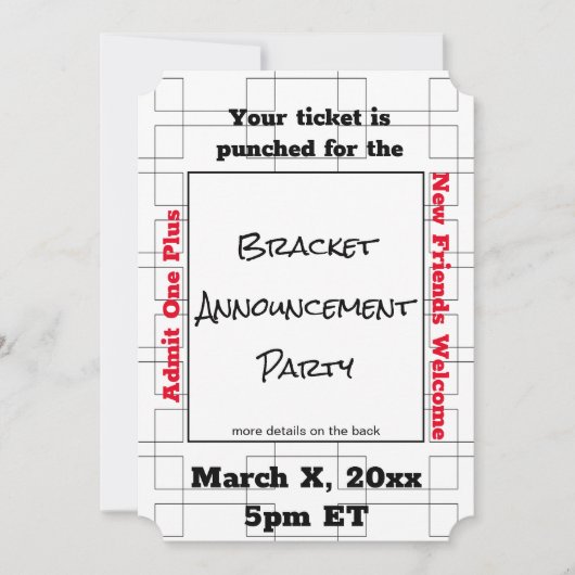 März Bracket Basketball Ankündigung Party (Vorderseite)