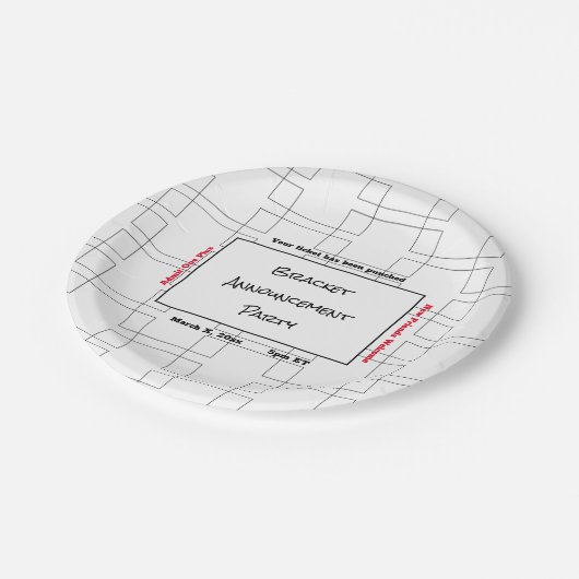 März Bracket Basketball Ankündigung Party Pappteller (Schrägansicht)