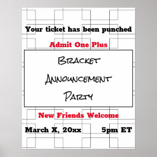 März Bracket Basketball Ankündigung Party Poster