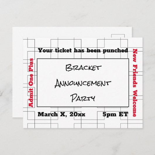 März Bracket Basketball Ankündigung Party Postkarte (Vorne/Hinten)