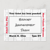 März Bracket Basketball Ankündigung Party Postkarte (Vorderseite)