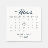 März Calendar Dark Blue Wedding Serviette (Vorderseite)