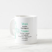 März Daffodil | Aquamarine Birthday Keepake Kaffeetasse (Vorderseite Links)