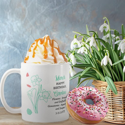 März Daffodil | Aquamarine Birthday Keepake Kaffeetasse