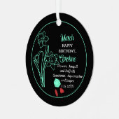 März Daffodil | Aquamarine Birthday Keepake Ornament Aus Metall (Vorderseite links)