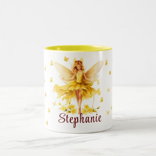 März Daffodil Birth Month Blume Fairy Zweifarbige Tasse (Mittel)