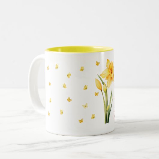 März Daffodil Birth Month Blume Zweifarbige Tasse (Vorderseite Links)