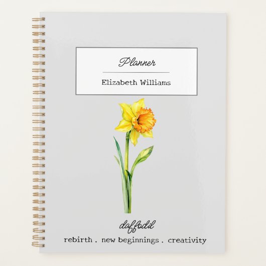 MÄRZ DAFFODIL GEBURTH BLUME PERSONALISIERT PLANER (Vorderseite)