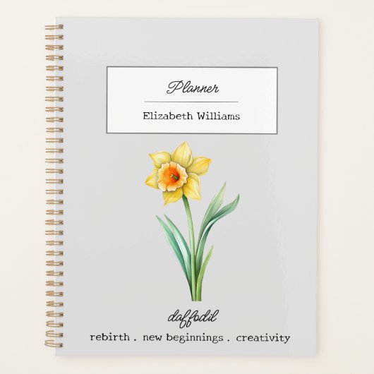 MÄRZ DAFFODIL GEBURTH BLUME PERSONALISIERT PLANER (Vorderseite)