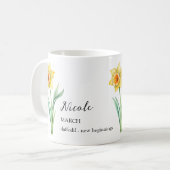 MÄRZ DAFFODIL GEBURTSTAG BLUME MONTH NAME GIFT KAFFEETASSE (Vorderseite Links)